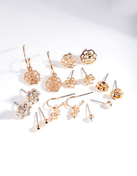 Gold Cut Out Flowers 8-Pack Earring - link has visual effect only