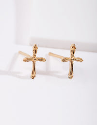 Gold Plated Sterling Silver Cross Stud Earrings - link has visual effect only