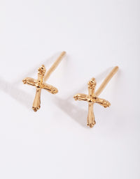 Gold Plated Sterling Silver Cross Stud Earrings - link has visual effect only