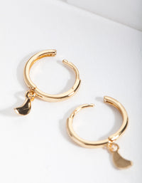 Gold Plated Sterling Silver Moon Charm Huggie Earrings - link has visual effect only