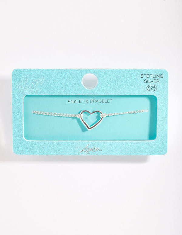 Sterling Silver Open Heart Bracelet