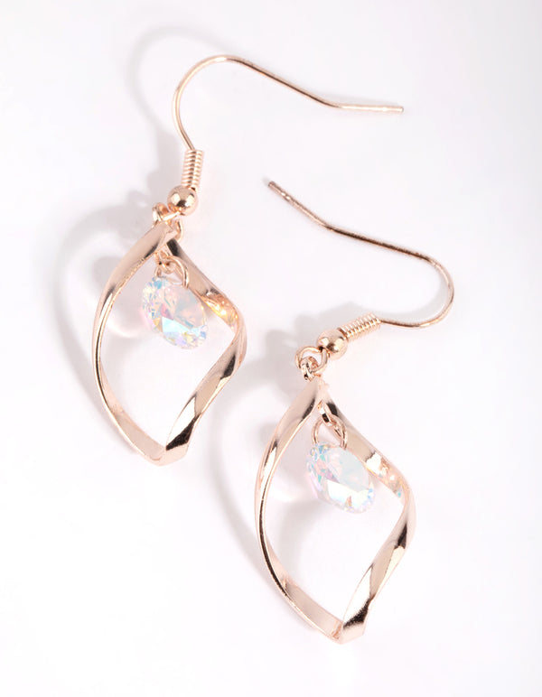 Rose Gold Crystal Drop Earrings