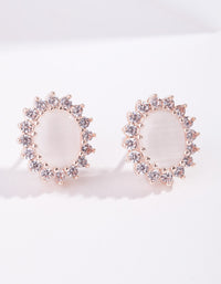 Rose Gold Diamond Simulant Floral Earrings - link has visual effect only