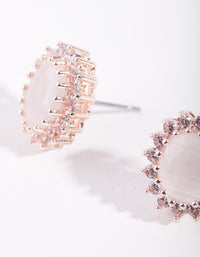 Rose Gold Diamond Simulant Floral Earrings - link has visual effect only