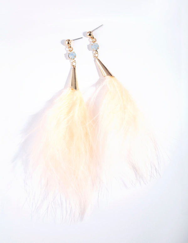 Pink Flute Feather Earrings