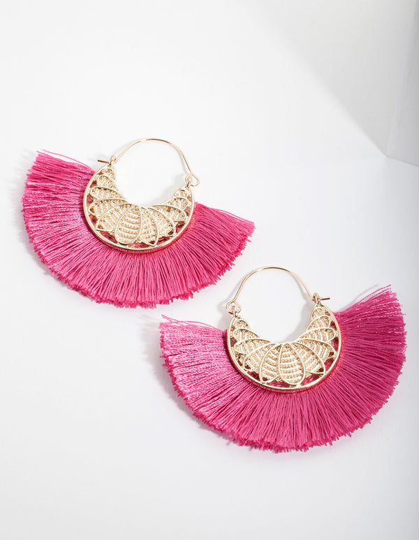 Pink Tassel Earrings