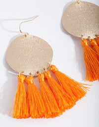 Orange Gold Circle Tassel Earrings - link has visual effect only