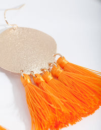 Orange Gold Circle Tassel Earrings - link has visual effect only