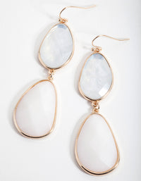 Neutral Irregular Double Stone Drop Earrings - link has visual effect only