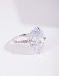 Silver Cubic Zirconia Oval Stone Ring - link has visual effect only