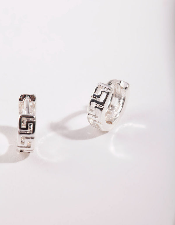 Silver Cut-Out Huggie Earrings