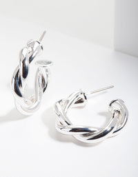 Silver Medium Rope Hoop Earrings - link has visual effect only