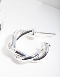 Silver Medium Rope Hoop Earrings - link has visual effect only