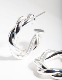 Silver Medium Rope Hoop Earrings - link has visual effect only