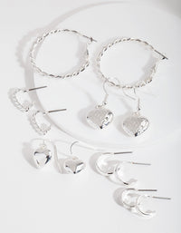 Silver Mixed Heart Earring 6-Pack - link has visual effect only