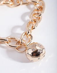 Gold Chain Diamante Ball Bracelet - link has visual effect only