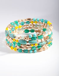 Gold Teal Blue Green Wrap Bracelet - link has visual effect only