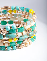 Gold Teal Blue Green Wrap Bracelet - link has visual effect only