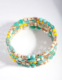 Gold Teal Blue Green Wrap Bracelet - link has visual effect only