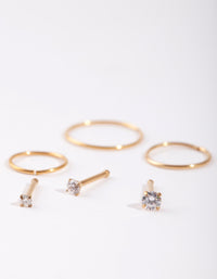 Gold Cubic Zirconia Nose Ring 6-Pack - link has visual effect only