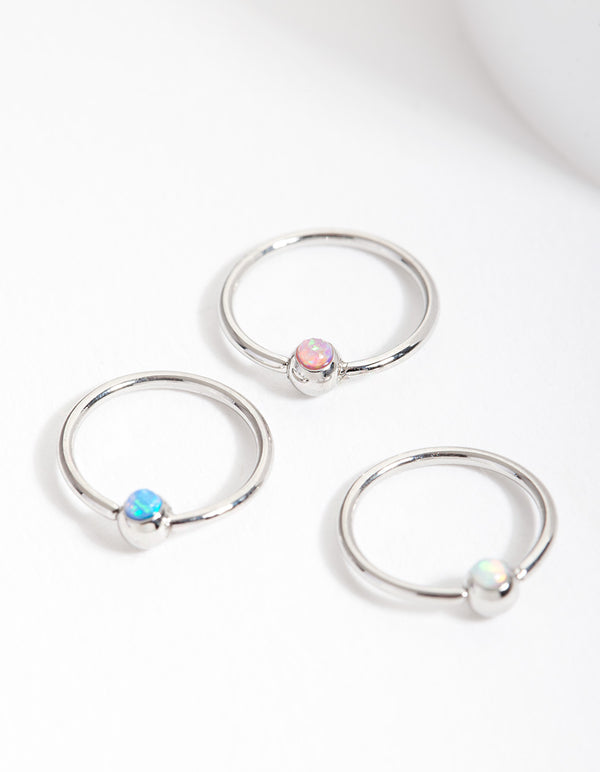 Surgical Steel Synthetic Opal Upper Hoop Pack