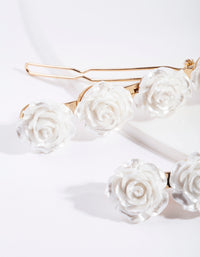 Gold Rose Barrette Clip Pack - link has visual effect only