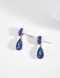 Gunmetal Classic Blue Teardrop Earrings - link has visual effect only