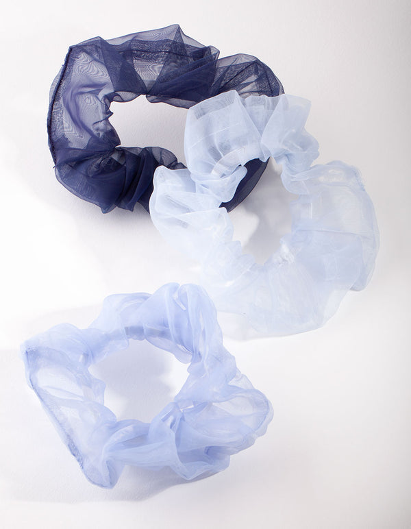 Blue Organza Scrunchie Pack