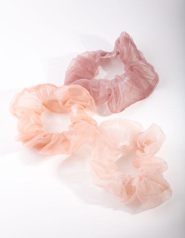 Pink Organza Scrunchie Pack