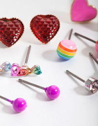 Kids Multicoloured Love Heart Earring 6-Pack - link has visual effect only