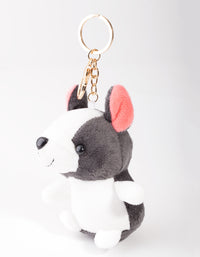 Kids Black White Dog Keyring - link has visual effect only