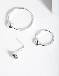 Sterling Silver Gem Nose Ring Pack - link has visual effect only