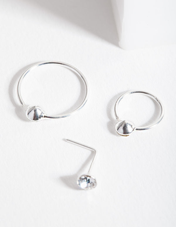 Sterling Silver Gem Nose Ring Pack