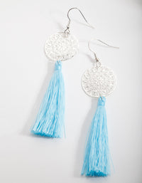 Turquoise Tassl Drop Earrings - link has visual effect only