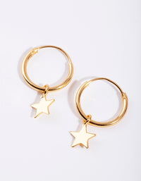 Gold Plated Sterling Silver Open Star Hoop Earrings - link has visual effect only