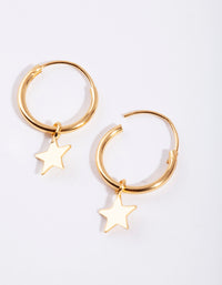 Gold Plated Sterling Silver Open Star Hoop Earrings - link has visual effect only