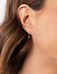 Gold Plated Sterling Silver Moon Diamante Earrings - link has visual effect only