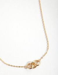 Gold Plated Sterling Silver Circle Link Necklace - link has visual effect only