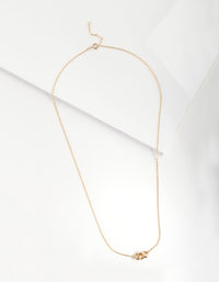 Gold Plated Sterling Silver Circle Link Necklace - link has visual effect only