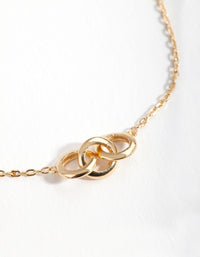 Gold Plated Sterling Silver Circle Link Necklace - link has visual effect only