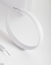 White Matte Open Hoop Earrings - link has visual effect only