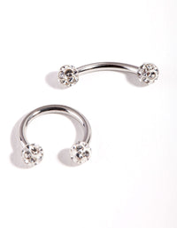 Surgical Steel Diamante Horseshoe Barbell Pack - link has visual effect only