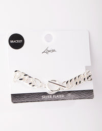 Silver Plated Flat Chain Bracelet - link has visual effect only