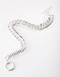 Silver Plated Flat Chain Bracelet - link has visual effect only