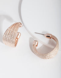 Rose Gold Textured C Hoop Earrings - link has visual effect only