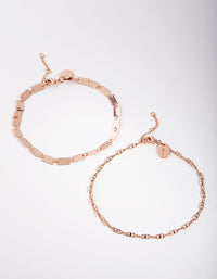 Rose Gold Rectangle & Chain Anklet - link has visual effect only