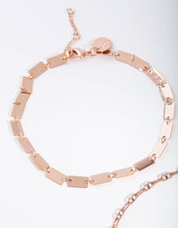 Rose Gold Rectangle & Chain Anklet - link has visual effect only