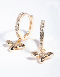 Gold Diamante Bee Charm Huggie Earrings - link has visual effect only