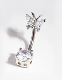 Titanium Cubic Zirconia Butterfly Belly Bar - link has visual effect only