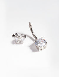 Titanium Cubic Zirconia Butterfly Belly Bar - link has visual effect only